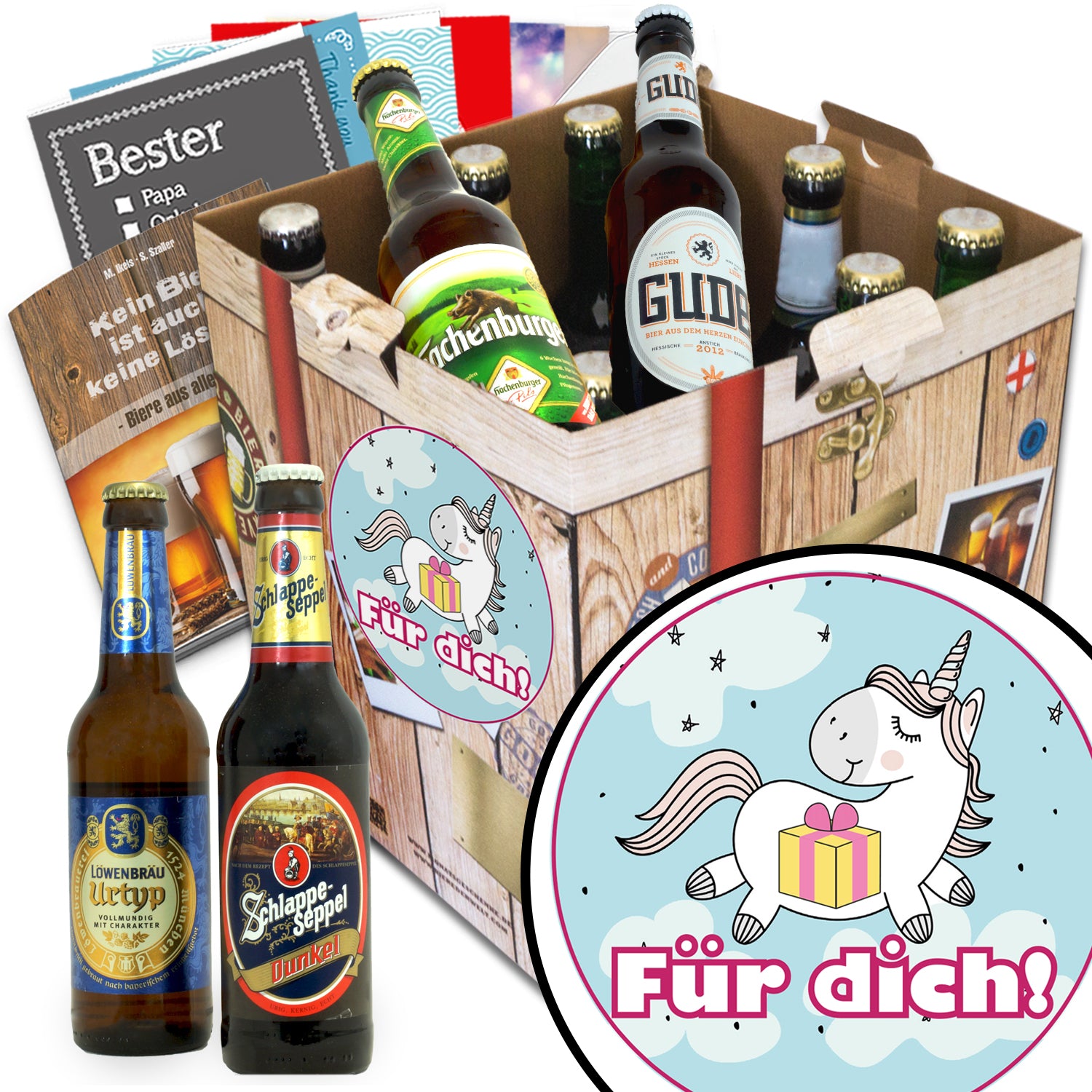 Für Dich (mit Einhorn) | 9x Deutsche Biere | Geschenk Set