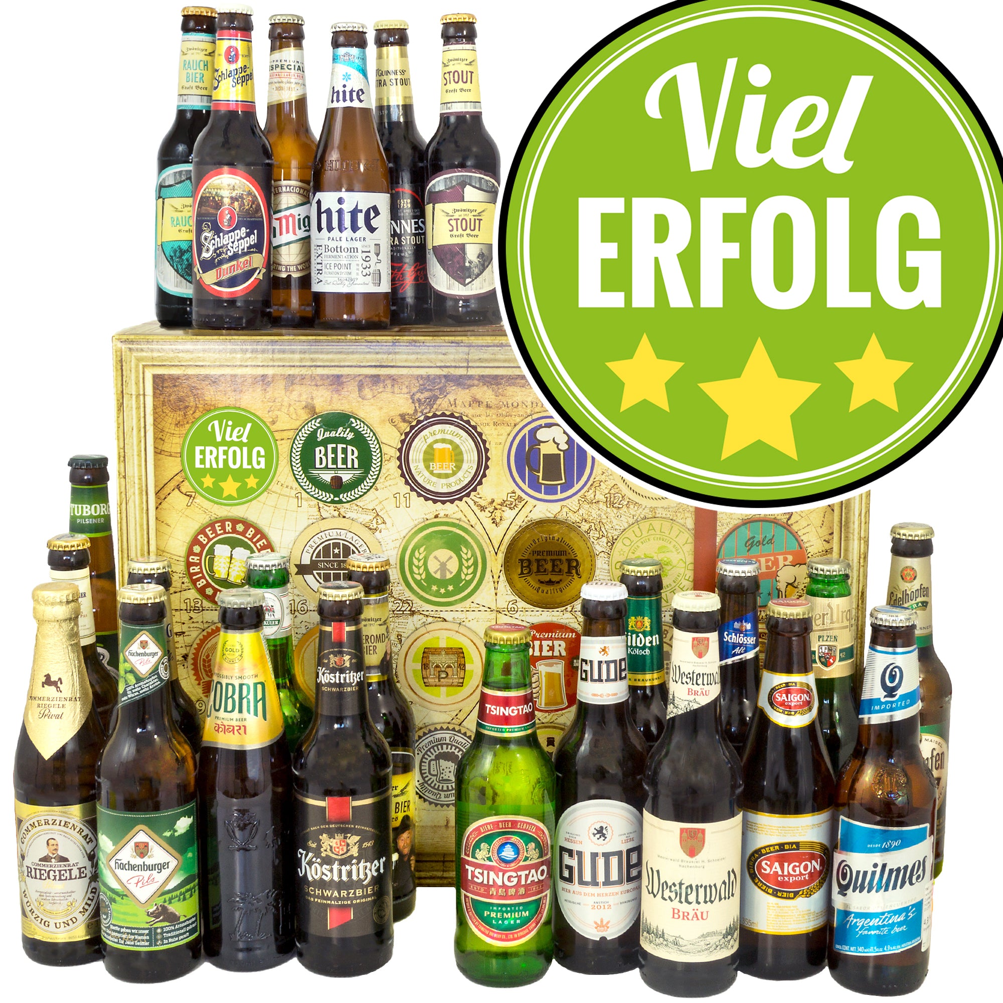 Viel Erfolg | 24 Biersorten Bier International und Deutschland | Box