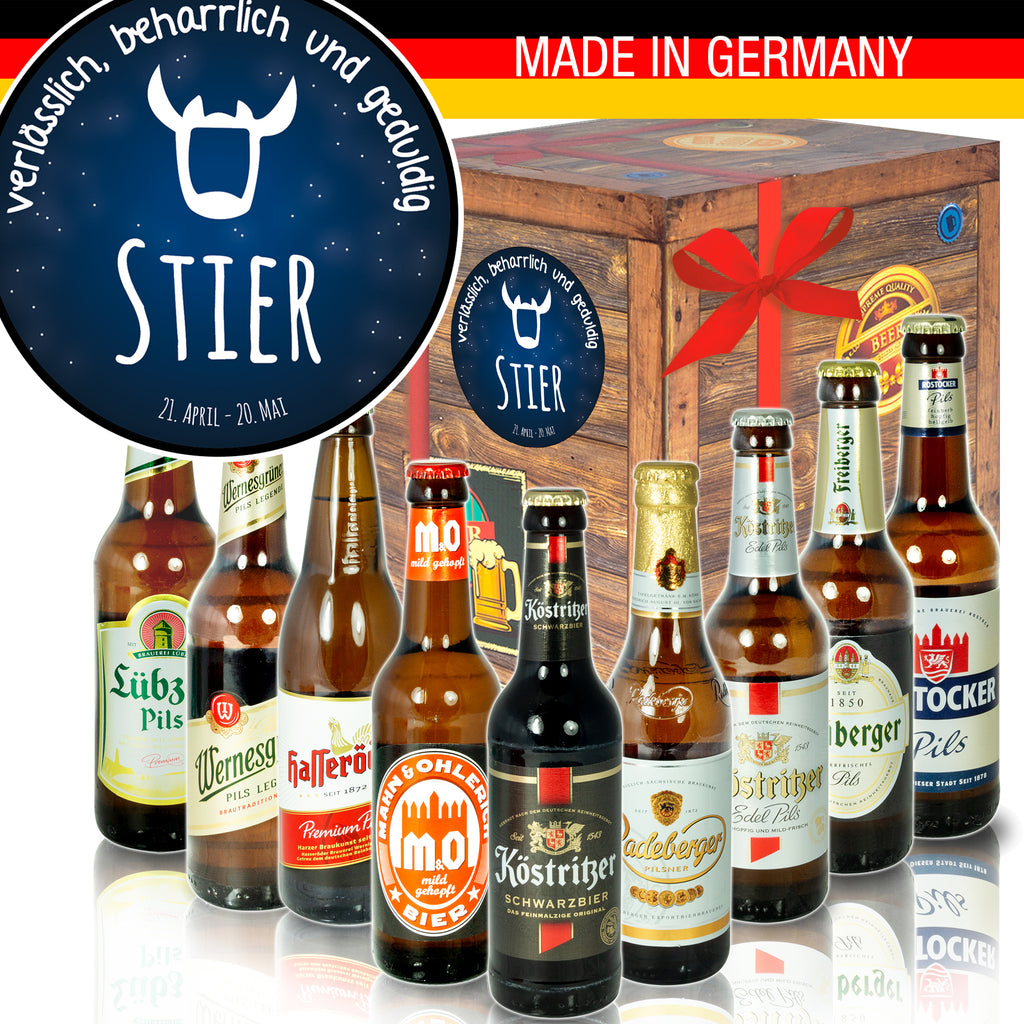 Sternzeichen Stier | 9x Bier Biere Ostdeutsch | Geschenk Set