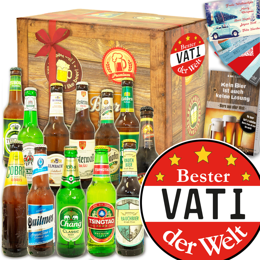 Bester Vati | 12 Flaschen Bier Deutschland und Welt | Bierset