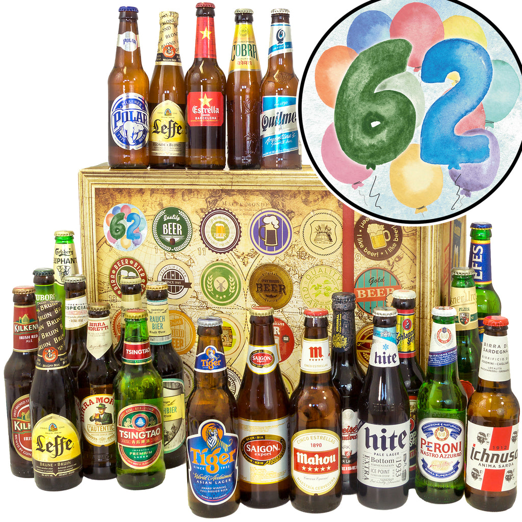 Geburtstag 62 | 24 Länder Bier Weltreise | Bier Geschenk