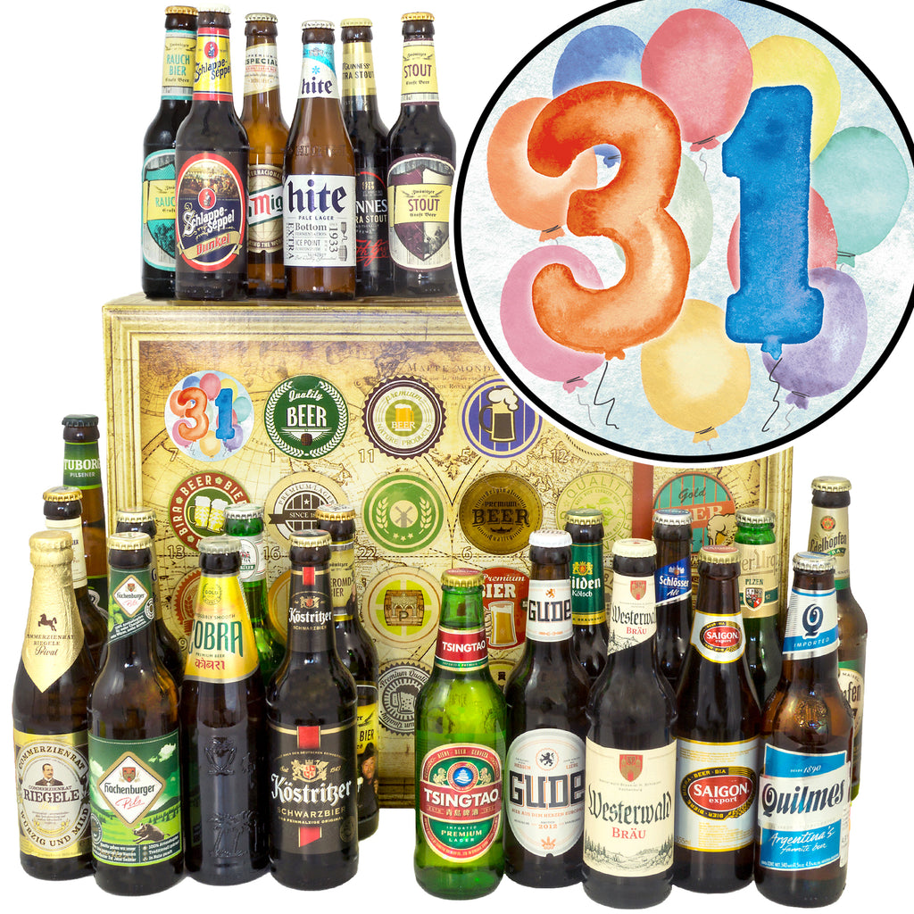 Geburtstag 31 | 24 Spezialitäten Bier International und Deutschland | Bierverkostung