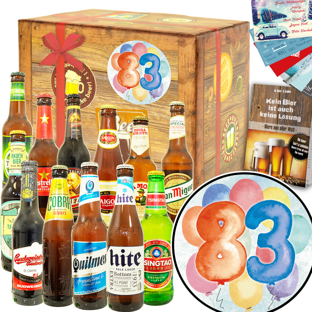 Geburtstag 83 | 12 Biersorten Biere aus aller Welt | Geschenkkorb