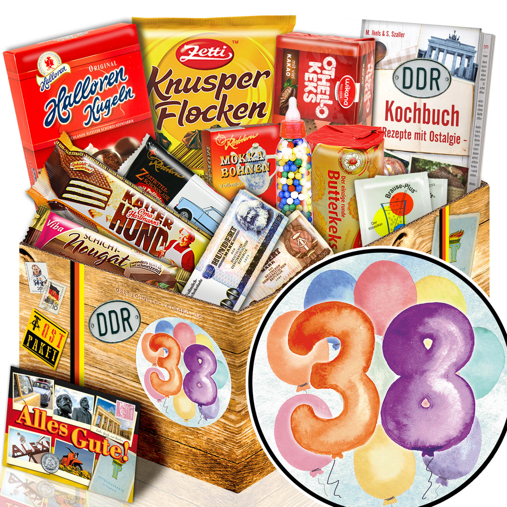 Zahl 38 - Süßigkeiten Set DDR L - monatsgeschenke.de