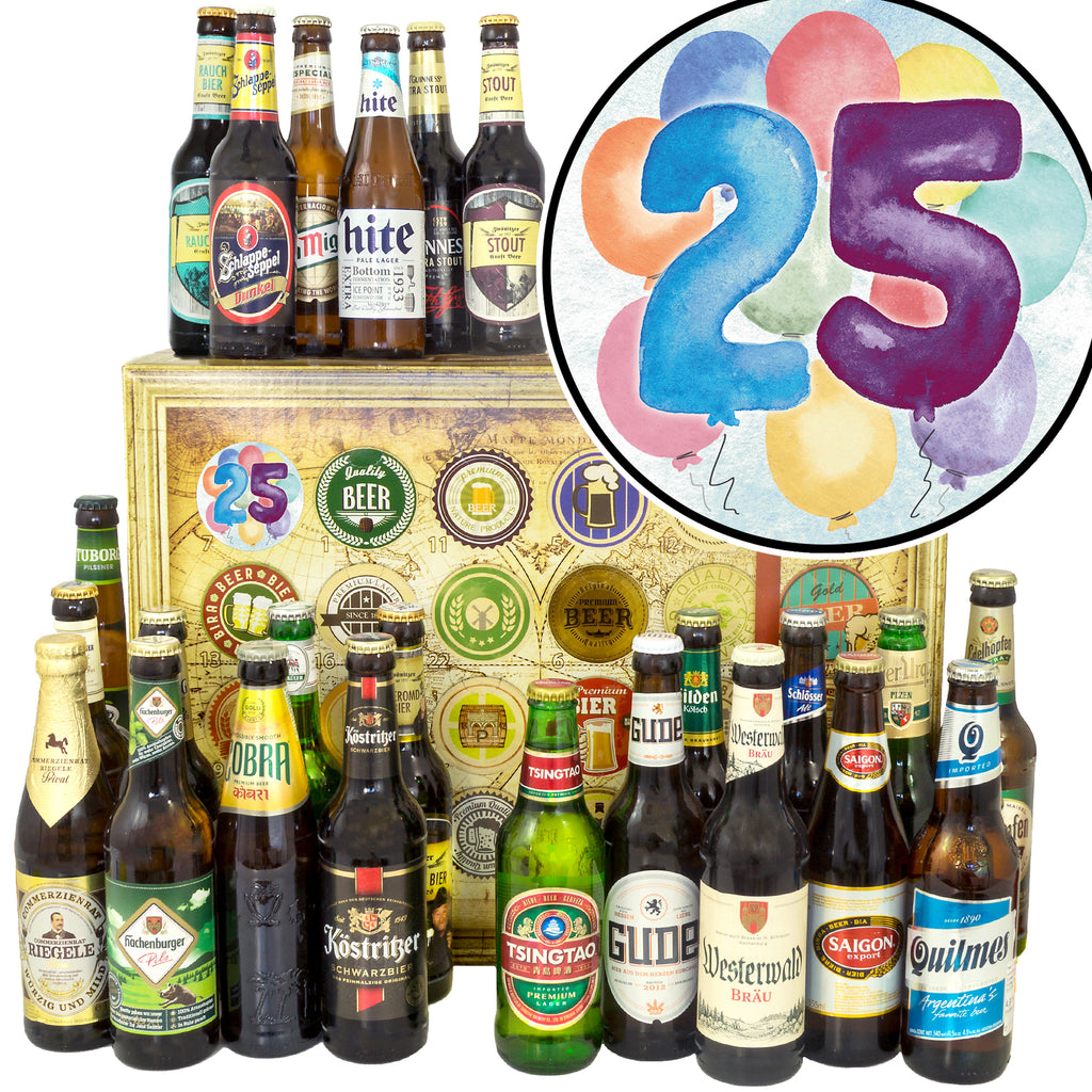Geburtstag 25 | 24 Spezialitäten Bier International und Deutschland | Bierpaket