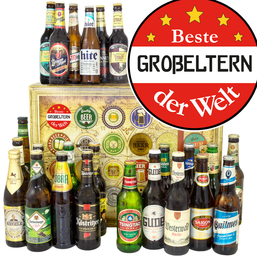 Beste Großeltern der Welt | 24 Biersorten Bier aus Welt und Deutschland | Box