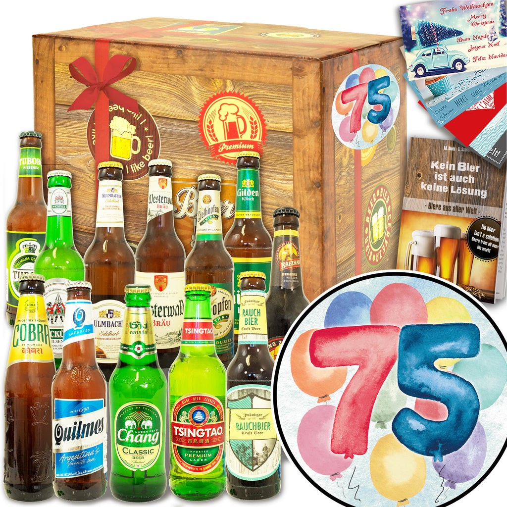 Geburtstag 75 | 12 Spezialitäten Bier aus der Welt und Deutschland | Bierpaket