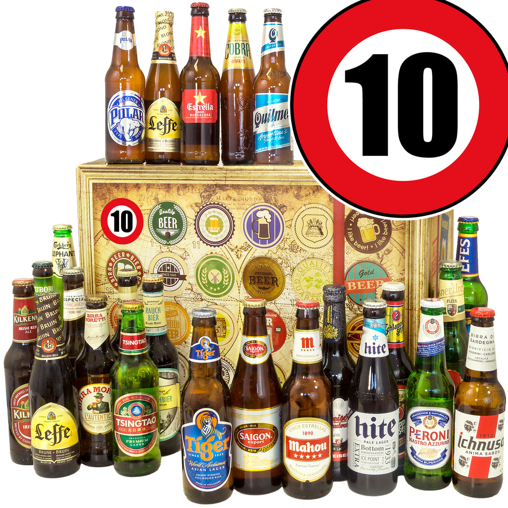 Zahl 10 | 24 Länder Biere aus aller Welt | Geschenk Box