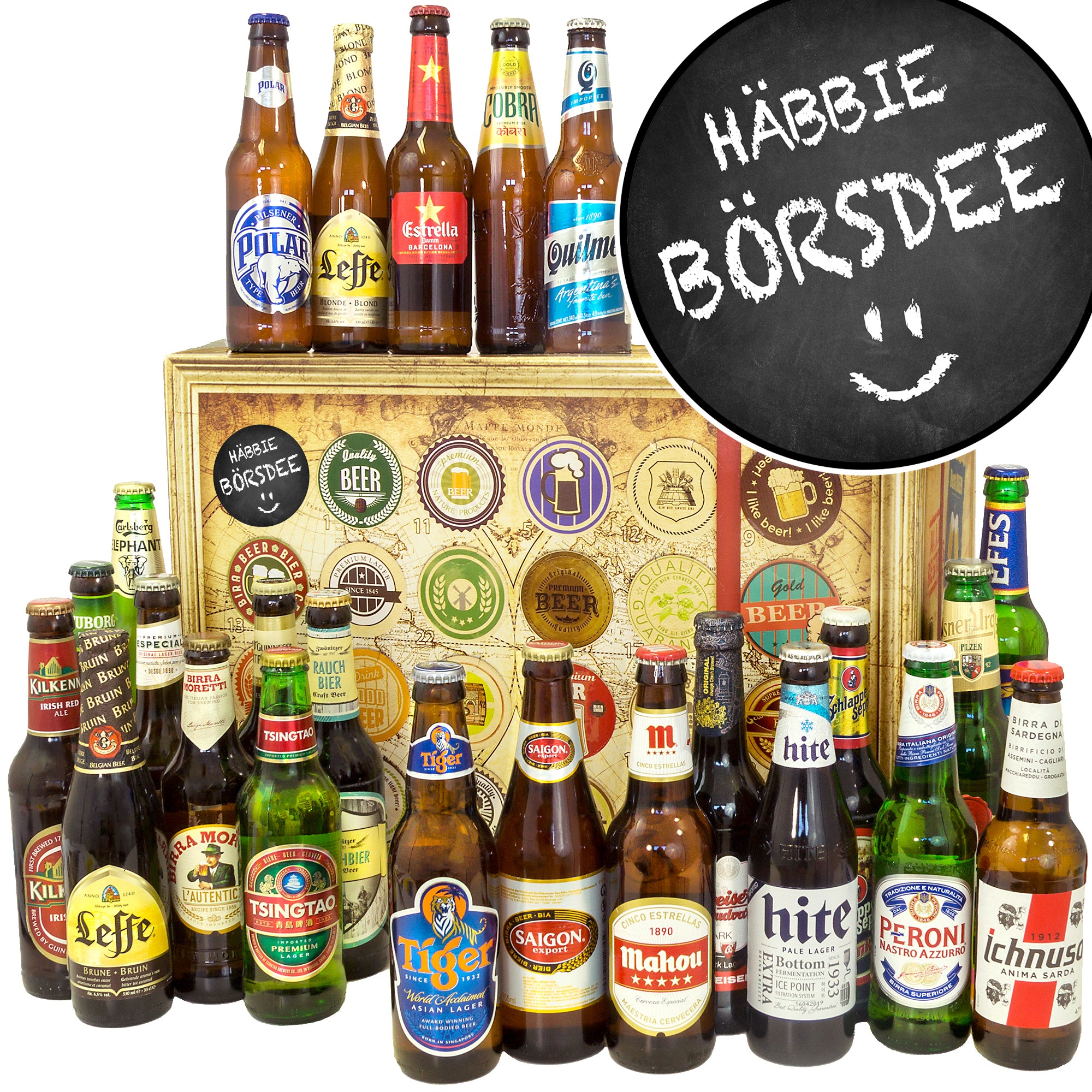 Häbbie Börsdee | 24 Länder Bier aus aller Welt | Geschenkpaket - monatsgeschenke.de