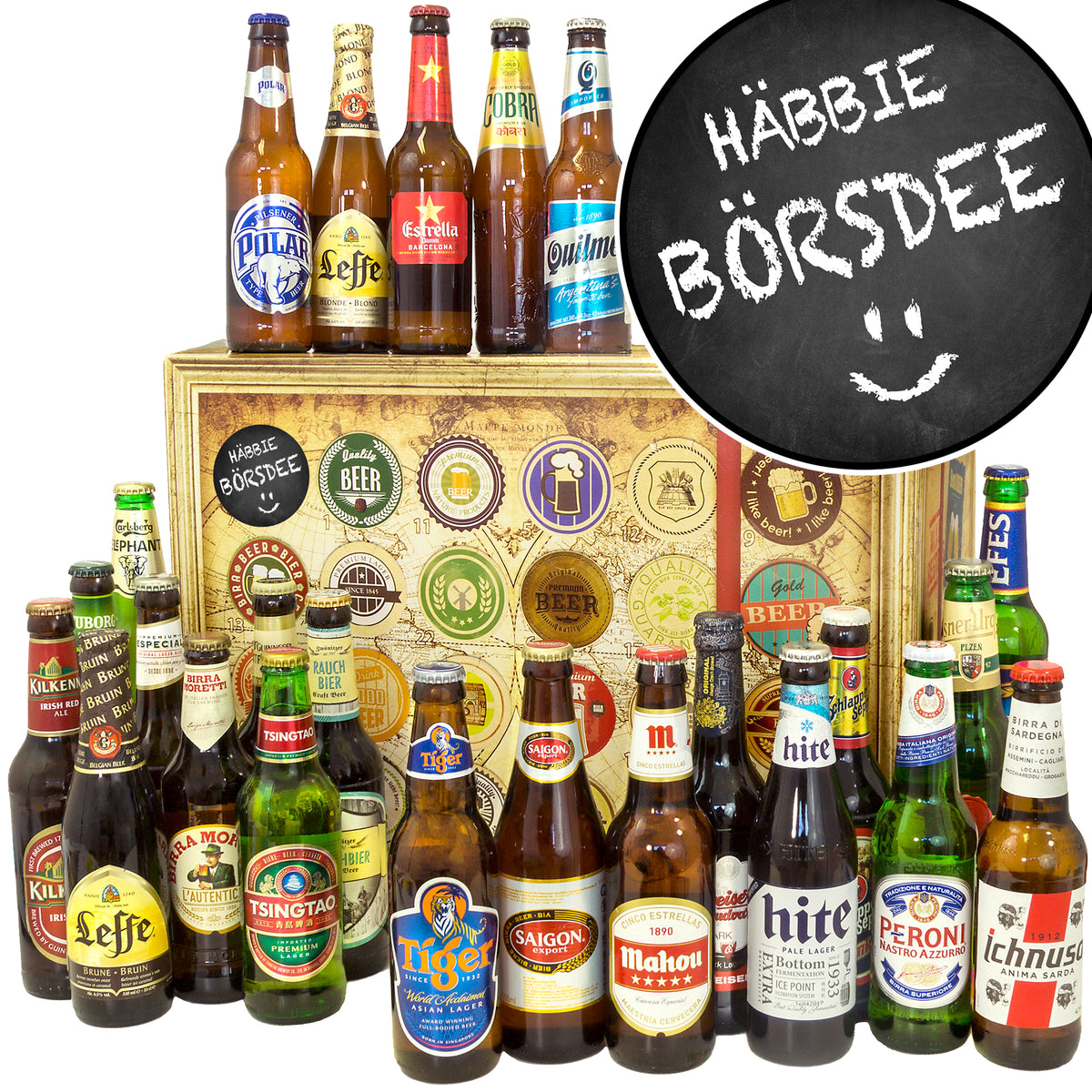 Häbbie Börsdee | 24 Länder Bier aus aller Welt | Geschenkpaket - monatsgeschenke.de