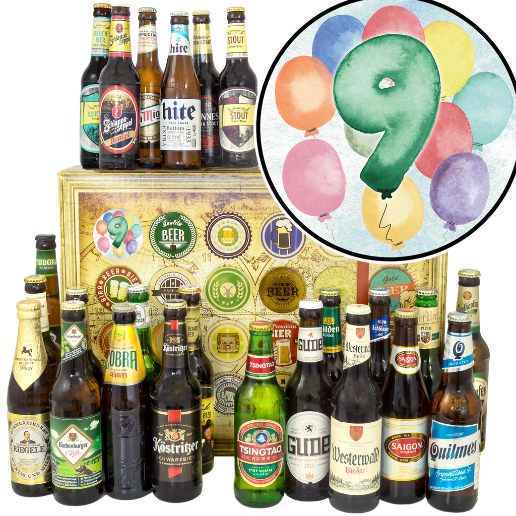 Jubiläum 9 | 24x Bier Deutschland und Welt | Geschenk Set