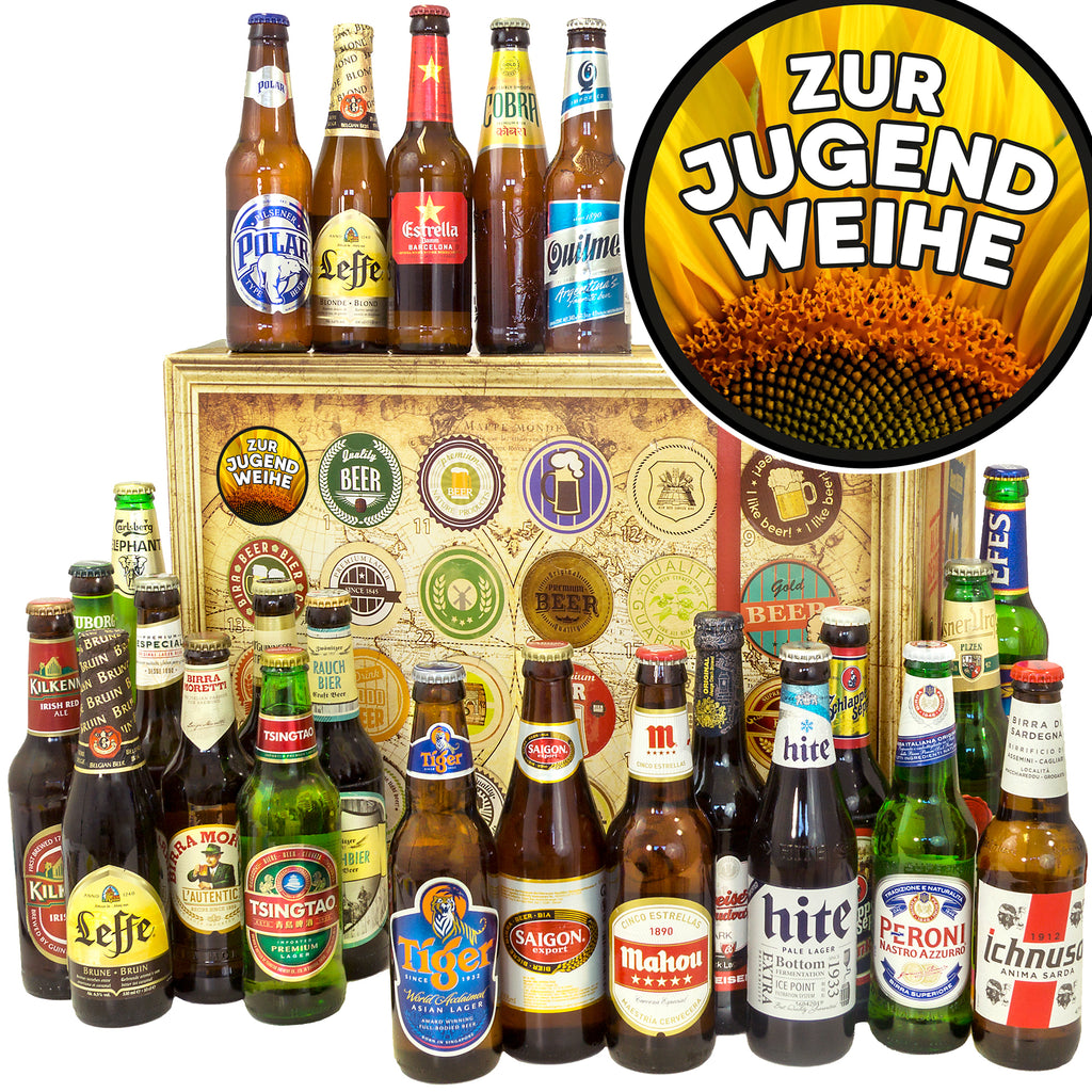 Zur Jugendweihe | 24 Biersorten Biere aus aller Welt | Geschenkpaket
