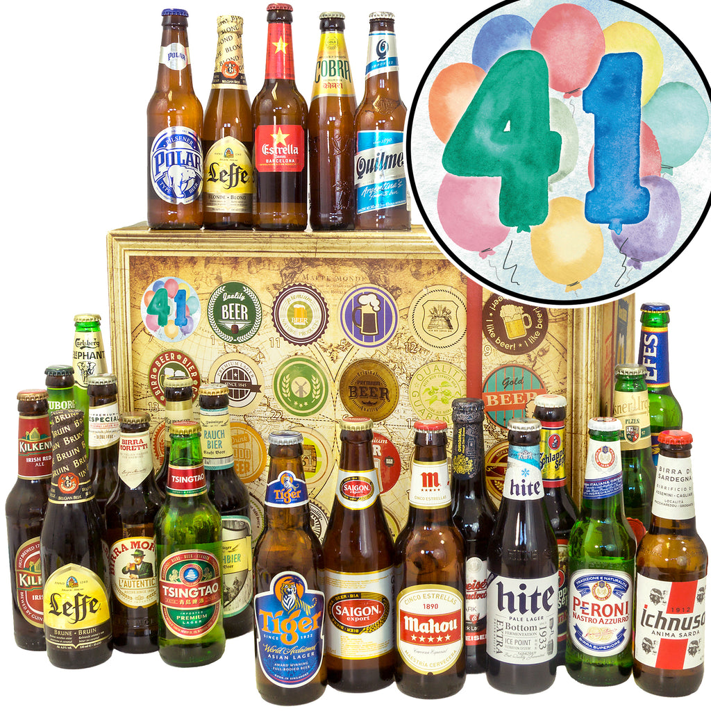 Geburtstag 41 | 24 Biersorten Biere der Welt Exoten | Bierbox