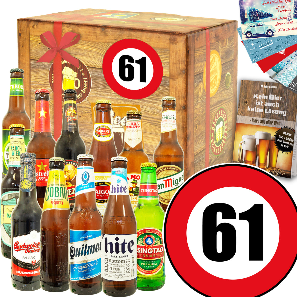 Zahl 61 | 12 Länder Bier aus aller Welt | Geschenkkorb