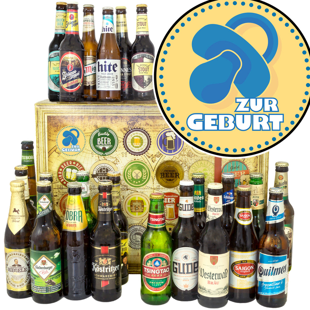 Zur Geburt Junge | 24 Flaschen Biere Welt und Deutschland | Bierset