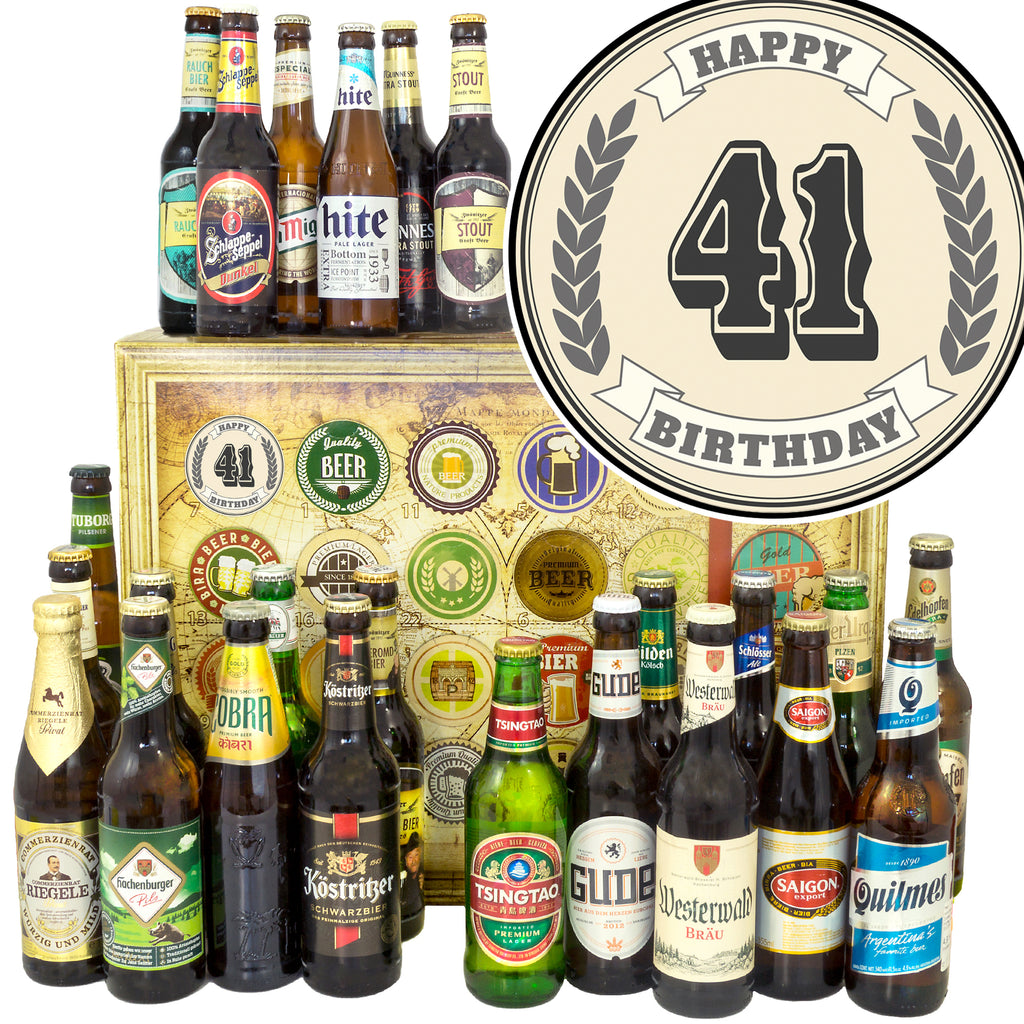 Geburtstag 41 | 24 Spezialitäten Bier International und Deutschland | Geschenk Set