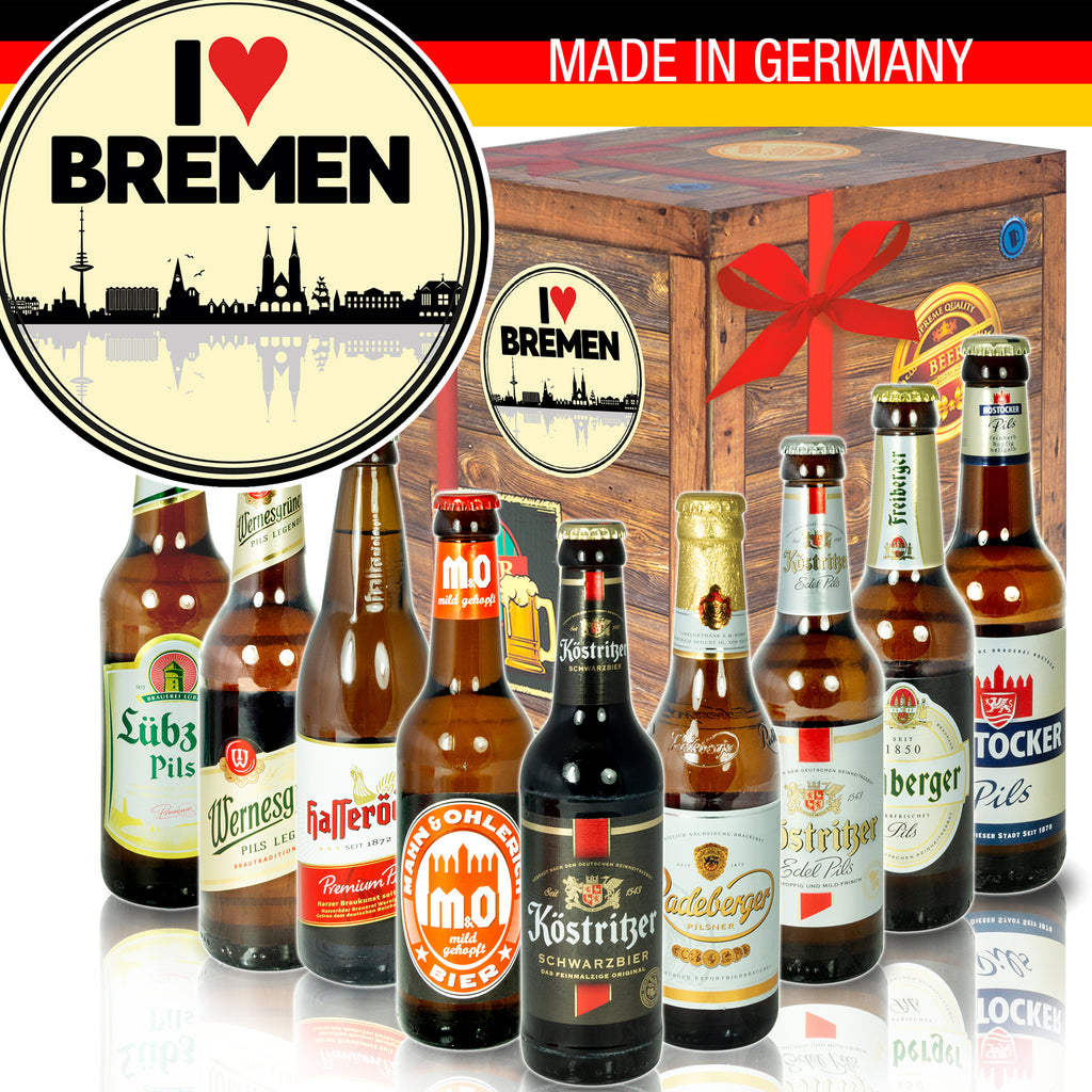 I love Bremen | 9 Spezialitäten Biere Ostdeutsch | Bier Geschenk