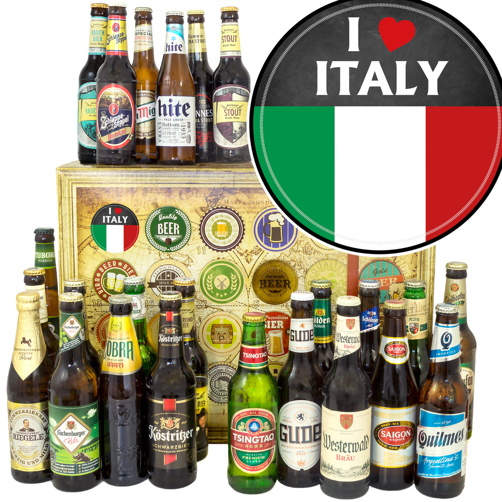 I love Italy | 24 Spezialitäten Bier International und Deutschland | Bier Geschenk