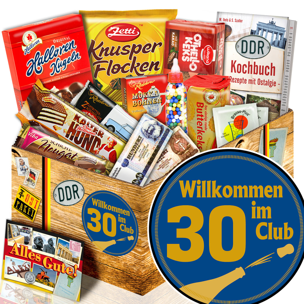Wilkommen im Club 30 - Süßigkeiten Set DDR L - monatsgeschenke.de