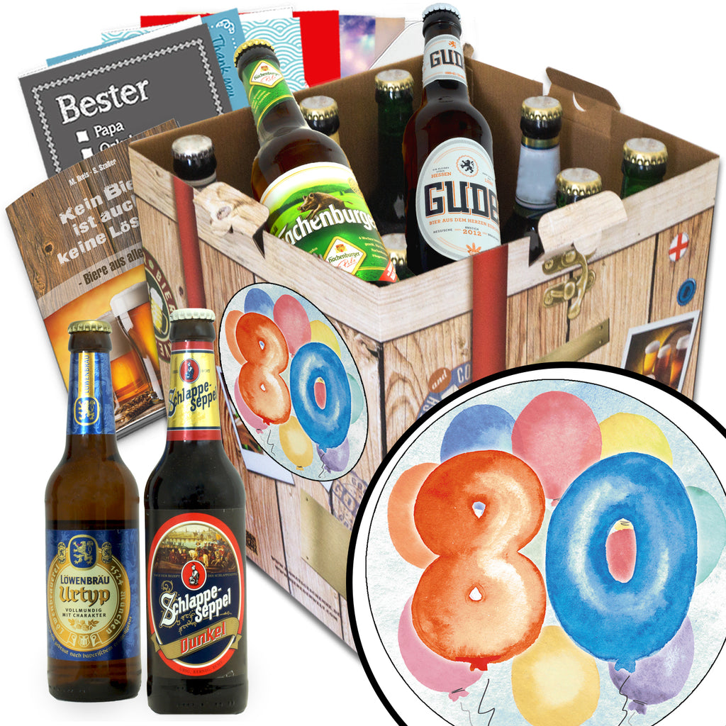 Geburtstag 80 | 9 Spezialitäten Deutsche Biere | Geschenkpaket