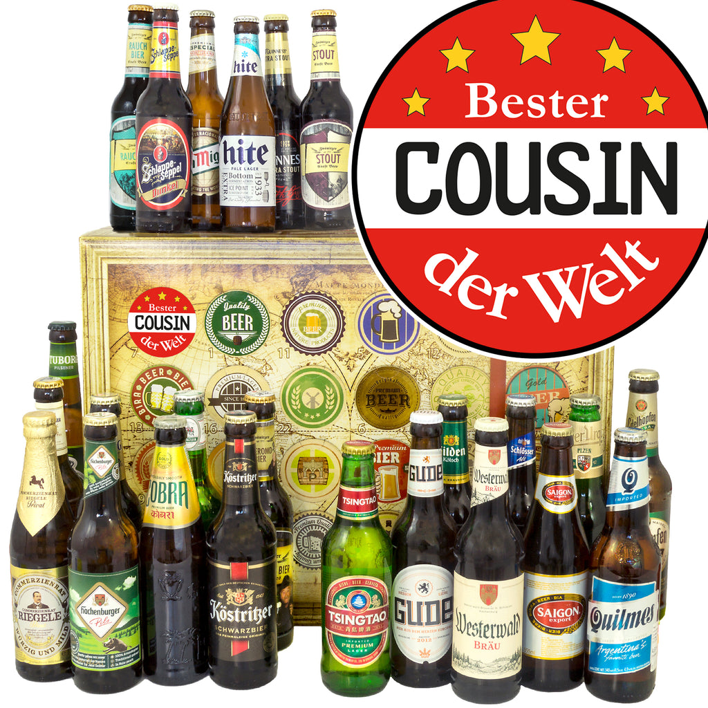 Bester Cousin | 24x Biere Welt und Deutschland | Bierset