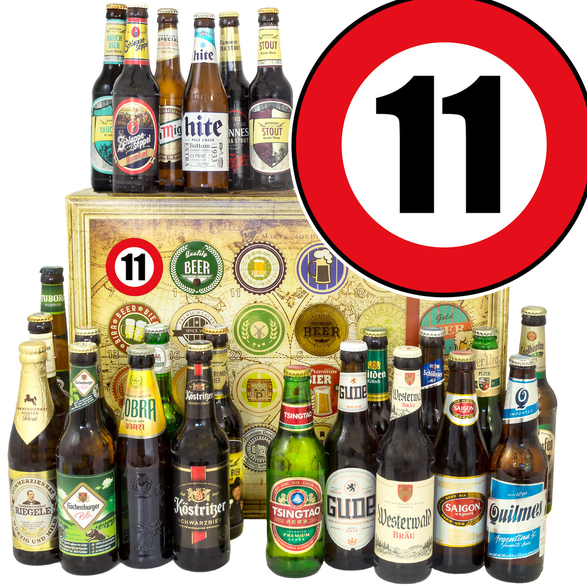 Zahl 11 | 24 Spezialitäten Bier International und Deutschland | Bier Geschenk