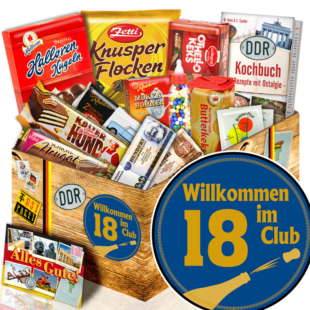 Wilkommen im Club 18 - Süßigkeiten Set DDR L - monatsgeschenke.de
