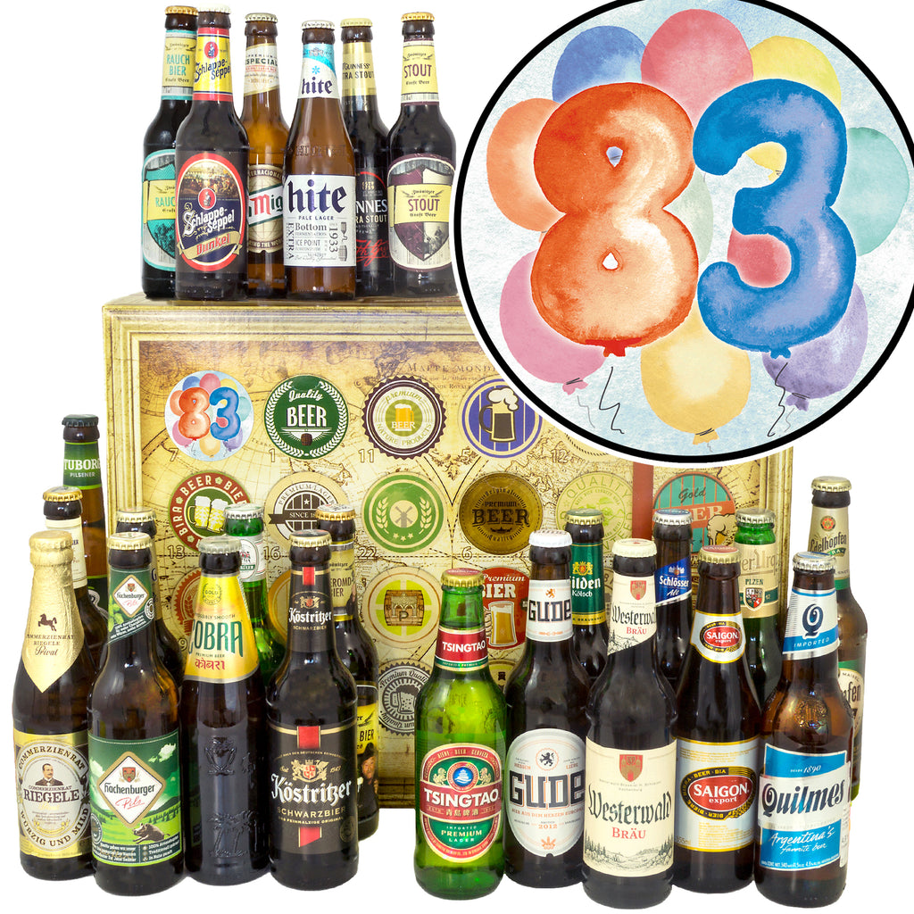 Geburtstag 83 | 24x Bier Deutschland und Welt | Bierpaket