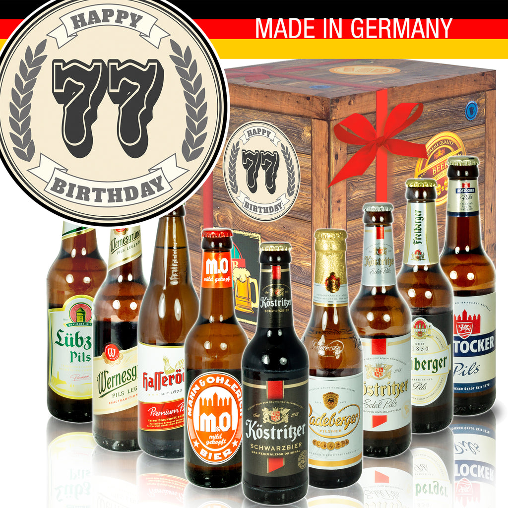 Geburtstag 77 | 9 Flaschen Biere Ostdeutsch | Bier Geschenk