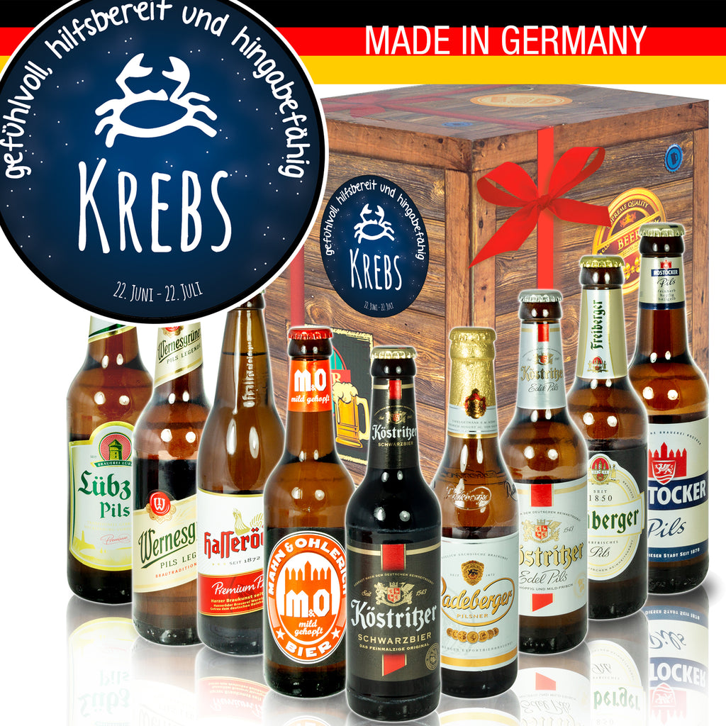Sternzeichen Krebs | 9 Flaschen Ostdeutsche Biere | Biergeschenk