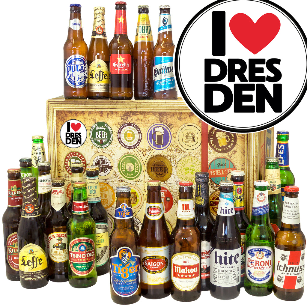 I love Dresden | 24 Biersorten Biere aus aller Welt | Bierpaket