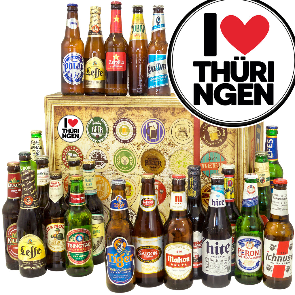 I Love Thüringen | 24 Flaschen Biere der Welt Exoten | Geschenkpaket