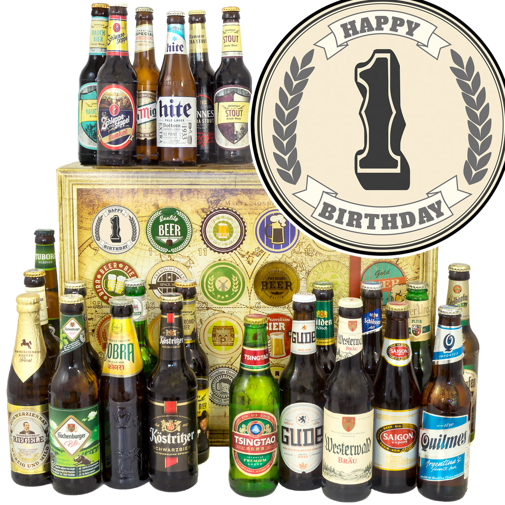 Geburtstag 1 | 24 Biersorten Bier aus Welt und Deutschland | Bierpaket