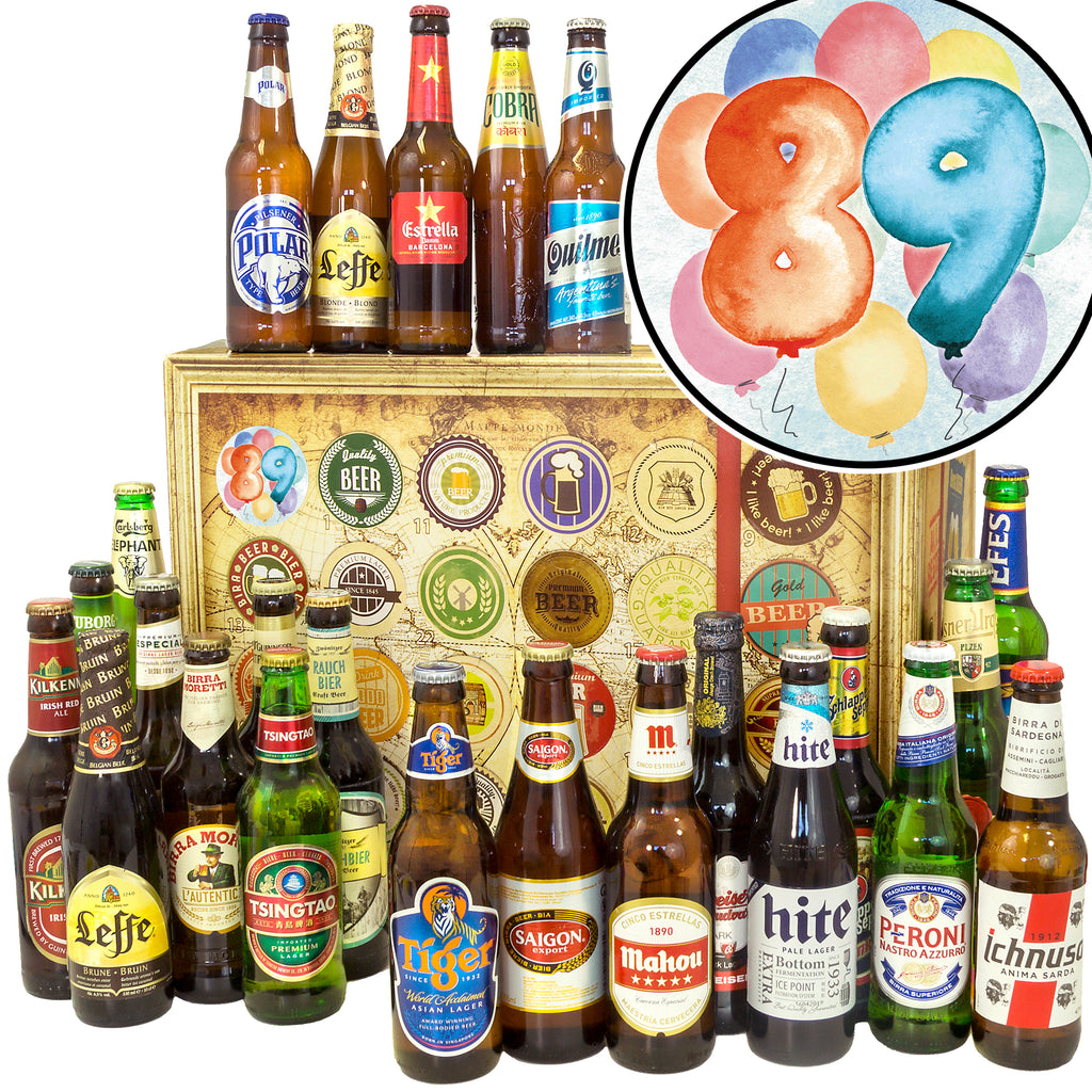 Geburtstag 89 | 24 Flaschen Bier aus aller Welt | Paket
