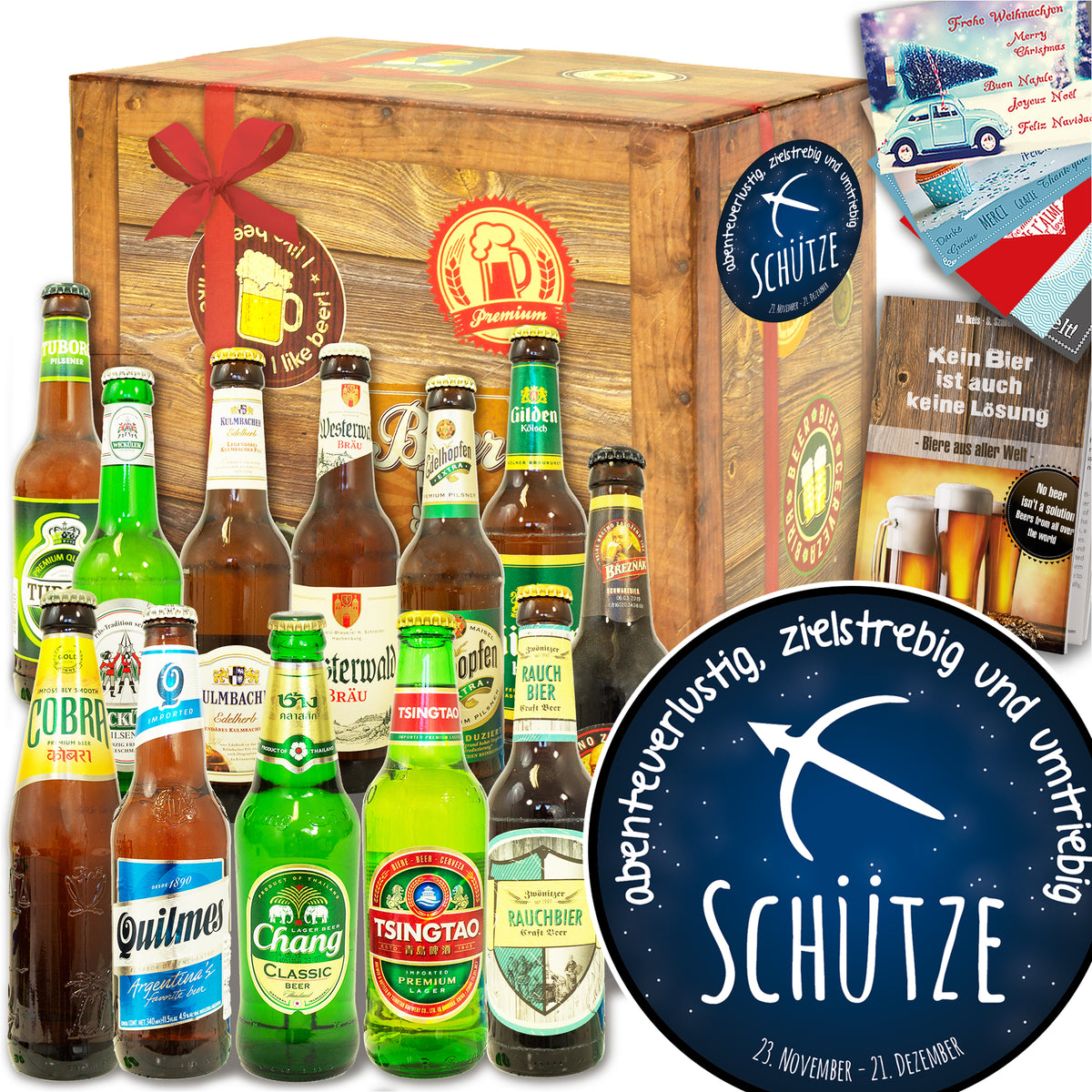 Sternzeichen Schütze | 12 Spezialitäten Bier aus der Welt und Deutschland | Geschenk Set