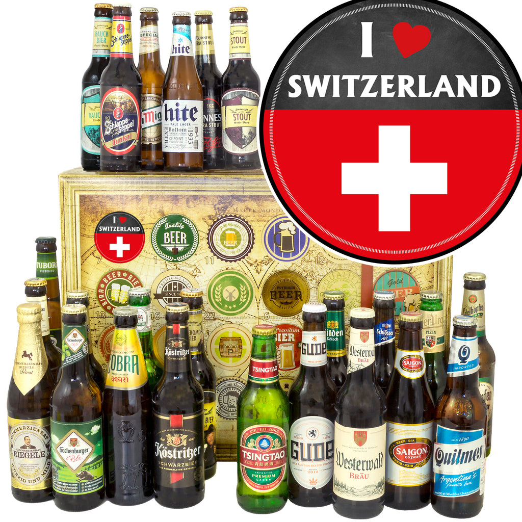I love Switzerland | 24x Bier aus Welt und Deutschland | Geschenkidee