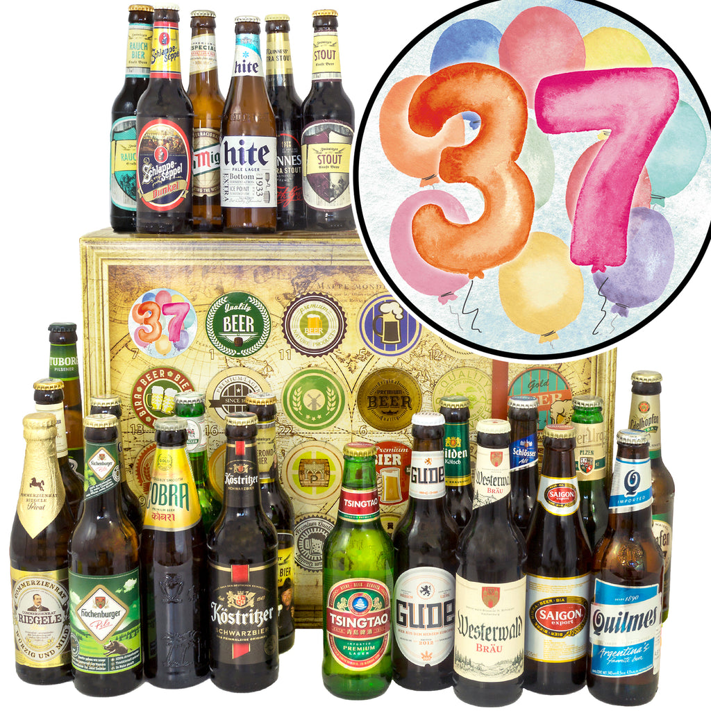 Geburtstag 37 | 24x Bier Bier Deutschland und Welt | Geschenkset