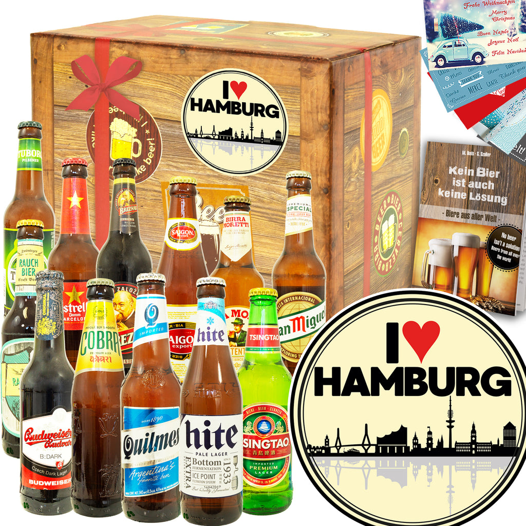 I love Hamburg | 12 Flaschen Bier aus aller Welt | Geschenkidee