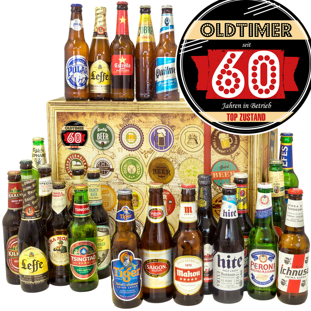 Oldtimer 60 | 24 Länder Biere der Welt | Biergeschenk