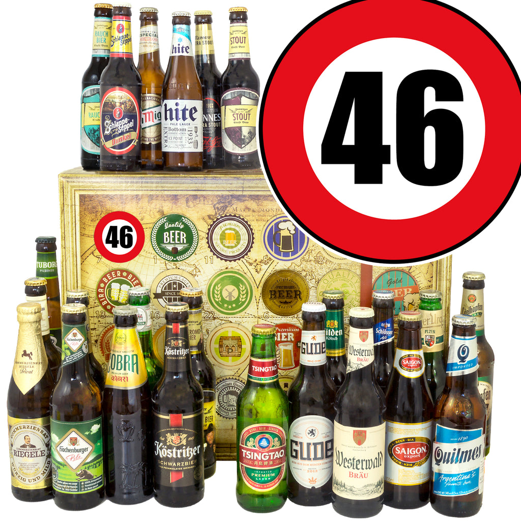 Zahl 46 | 24 Flaschen Biere Welt und Deutschland | Biertasting