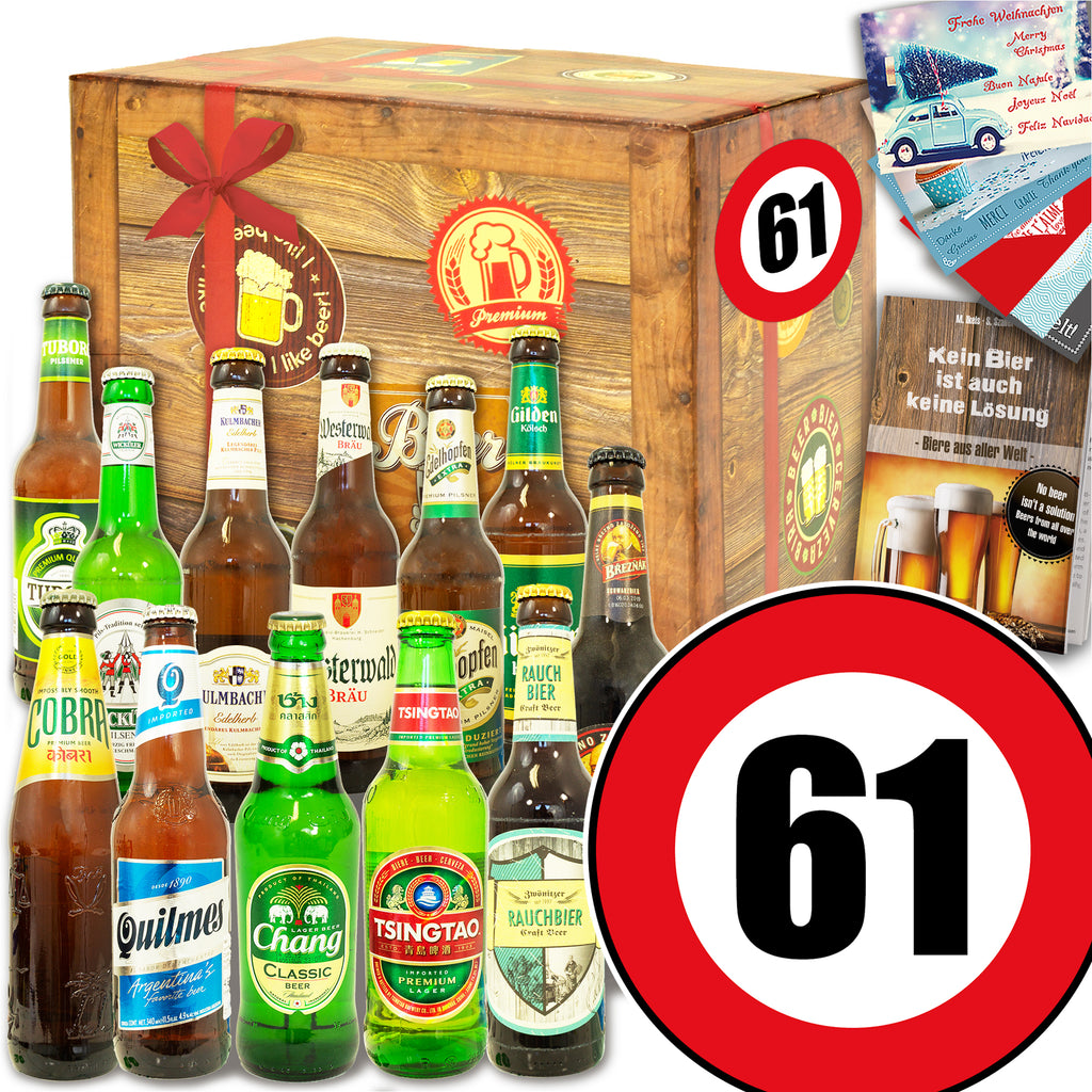Zahl 61 | 12x Biere Welt und Deutschland | Geschenkkorb