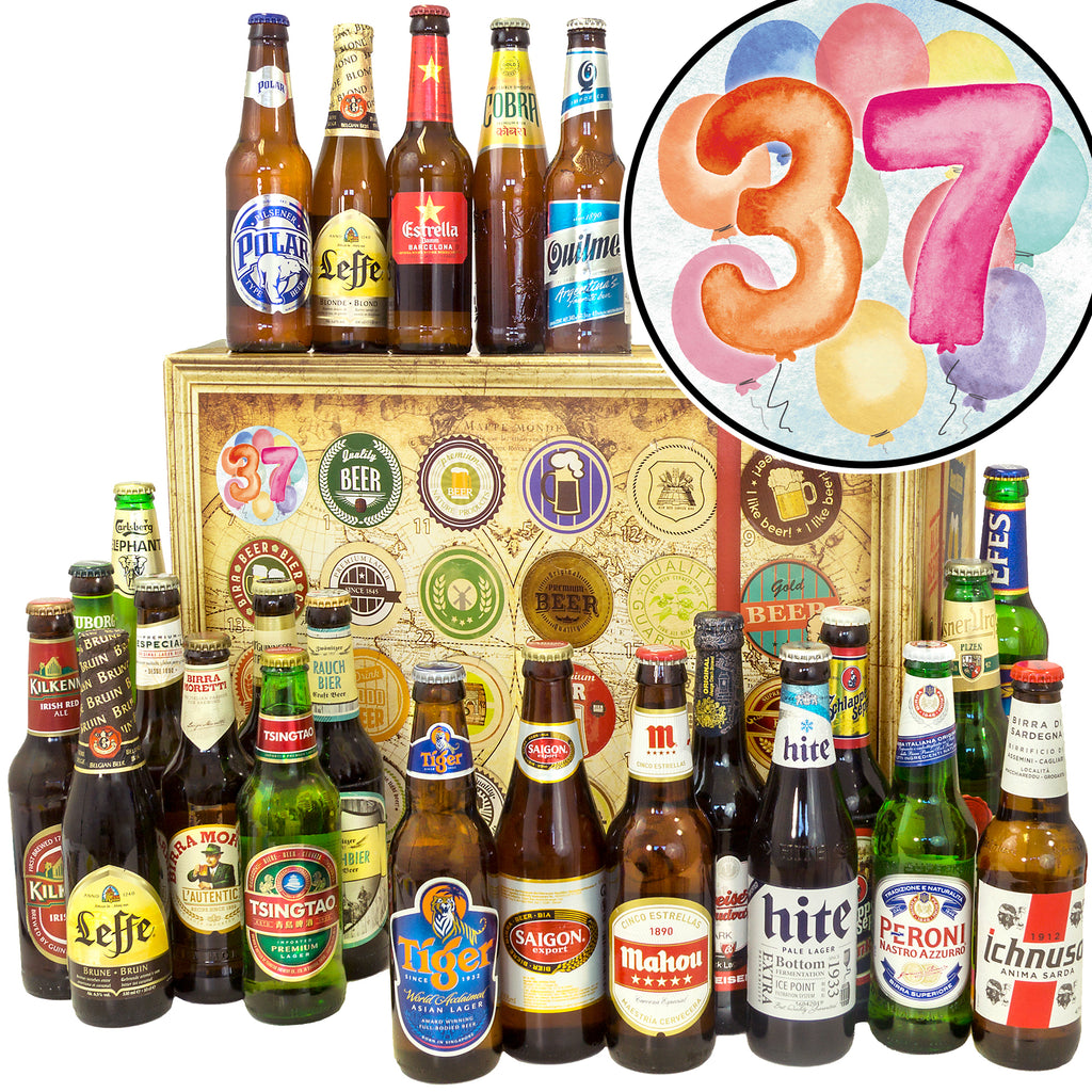 Geburtstag 37 | 24x Bier aus aller Welt | Geschenkset