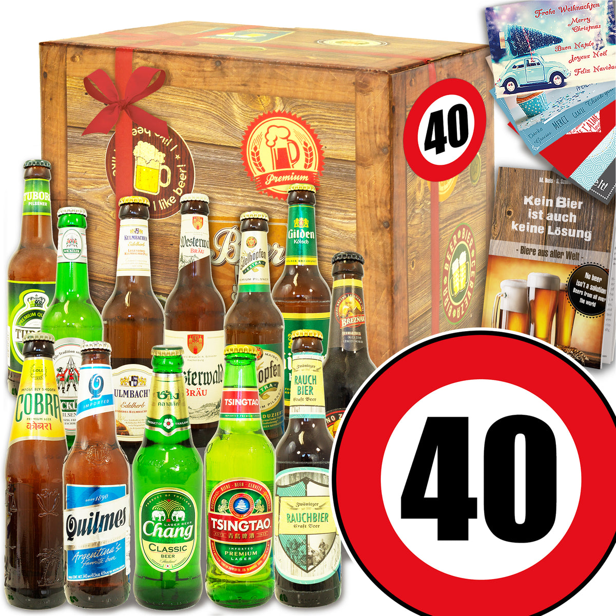 Zahl 40 | 12x Bier Deutschland und Welt | Geschenk Box