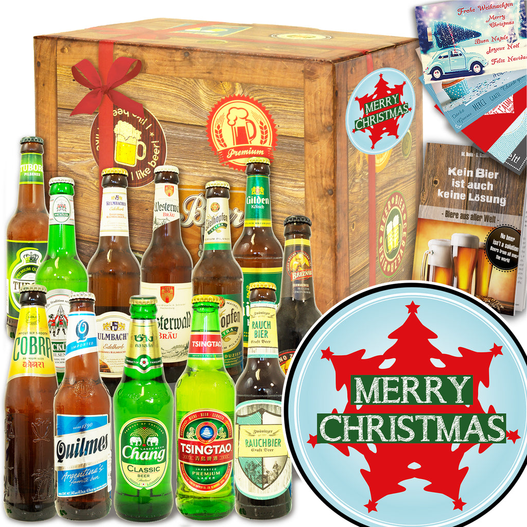 Frohe Weihnachten Baum | 12x Bier Deutschland und Welt | Geschenkidee