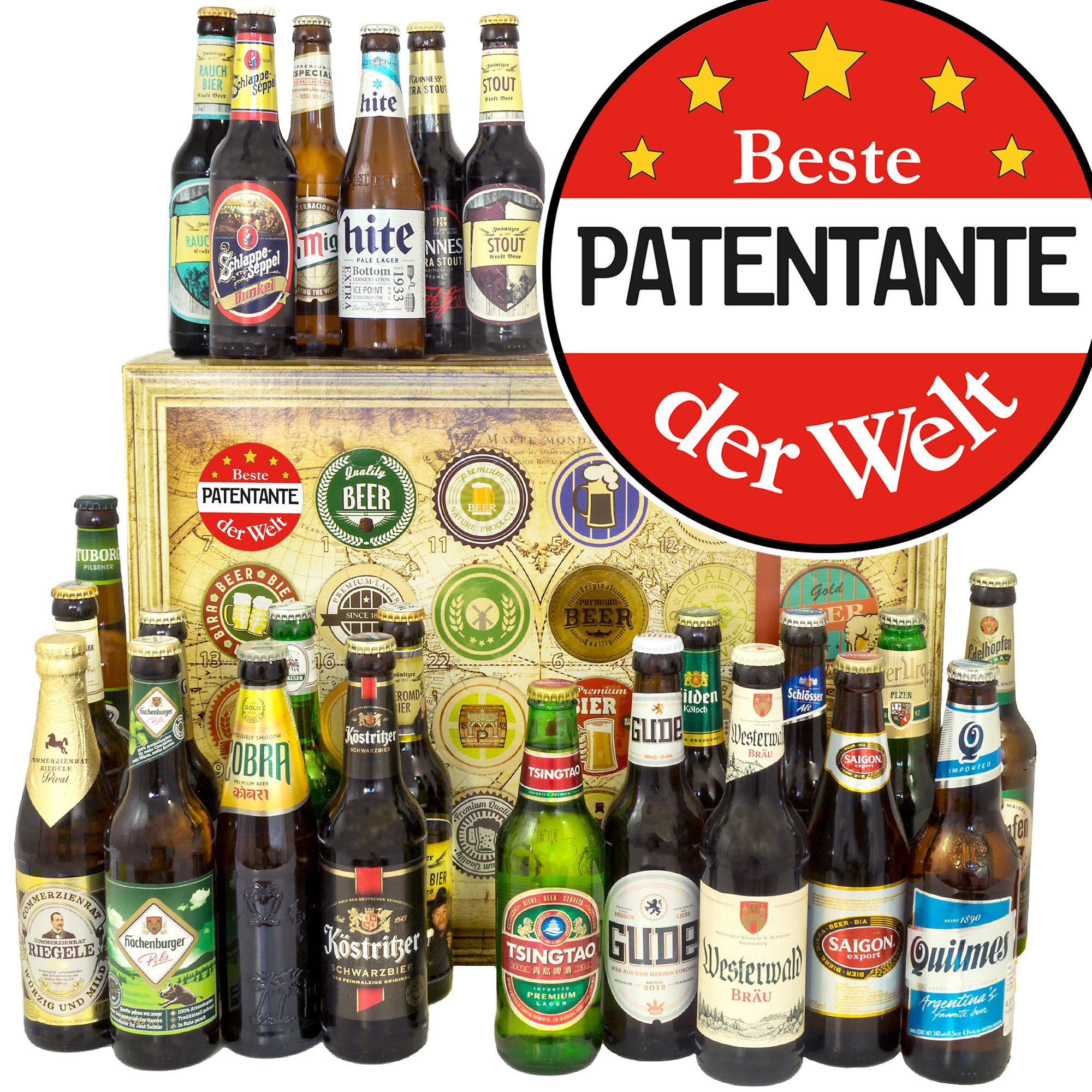 Beste Patentante | 24 Biersorten Bier Deutschland und Welt | Bierset