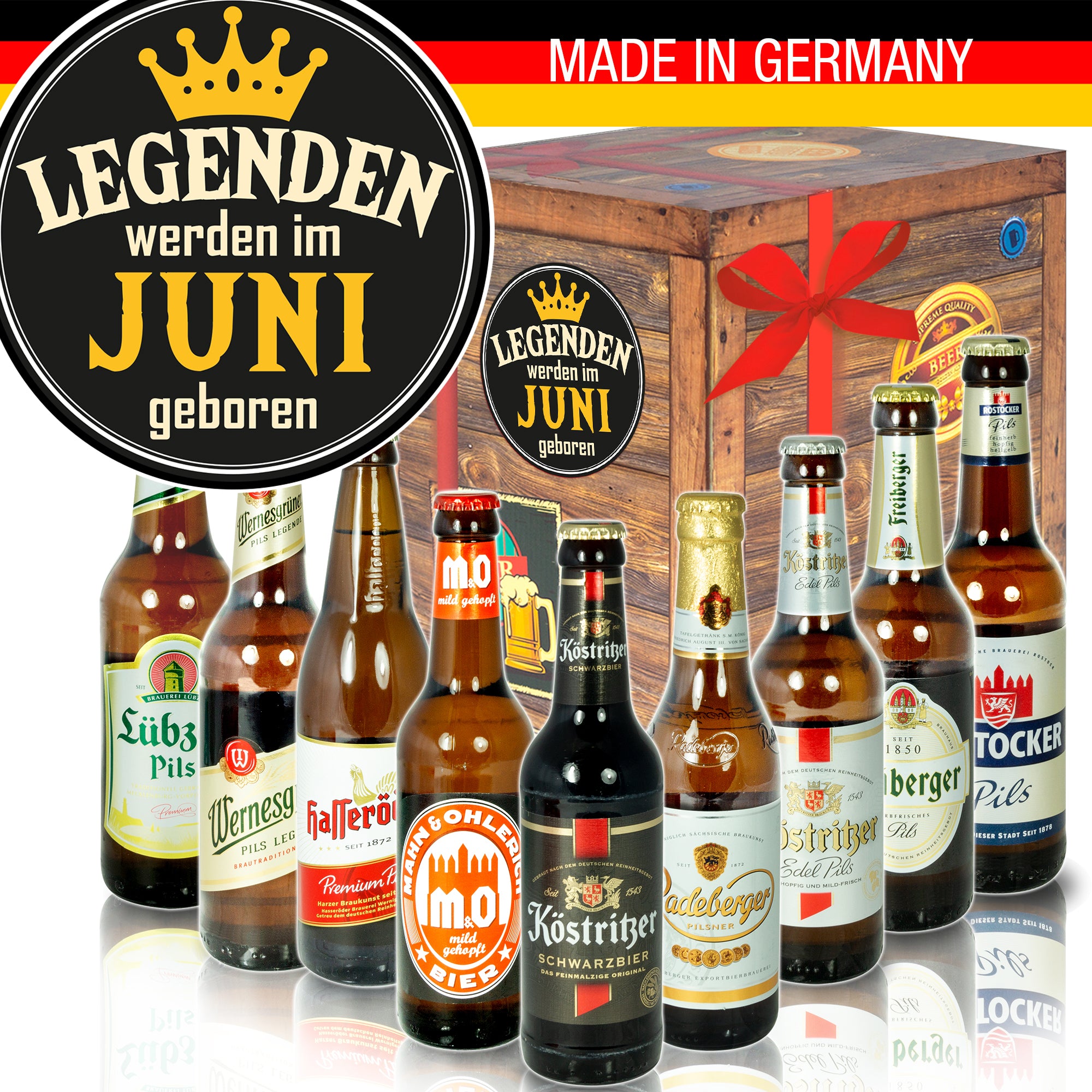Juni | 9 Flaschen Ostdeutsche Biere | Probierpaket