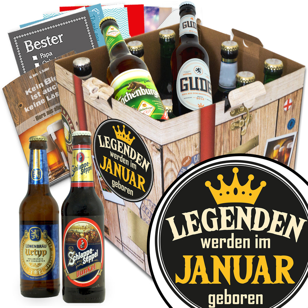 Legende Januar | 9 Flaschen Biere aus Deutschland | Geschenkbox