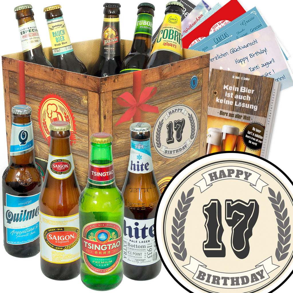 Geburtstag 17 | 9 Flaschen Bier International | Bierbox