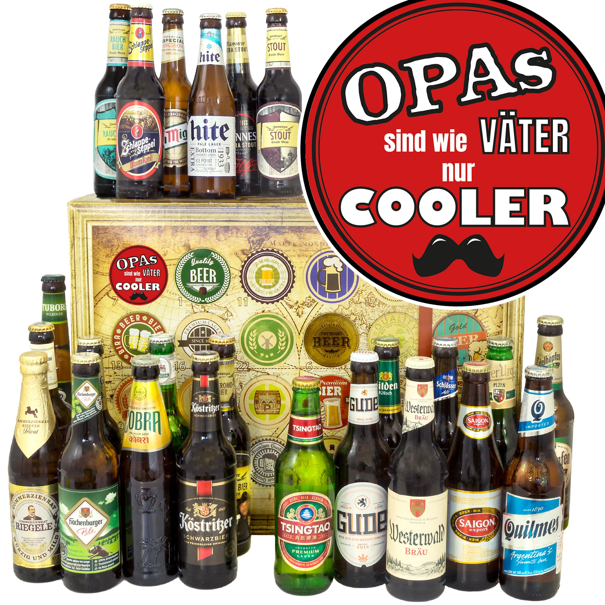 Opas sind wie Väter nur cooler | 24x Bier Bier International und Deutschland | Geschenk Set