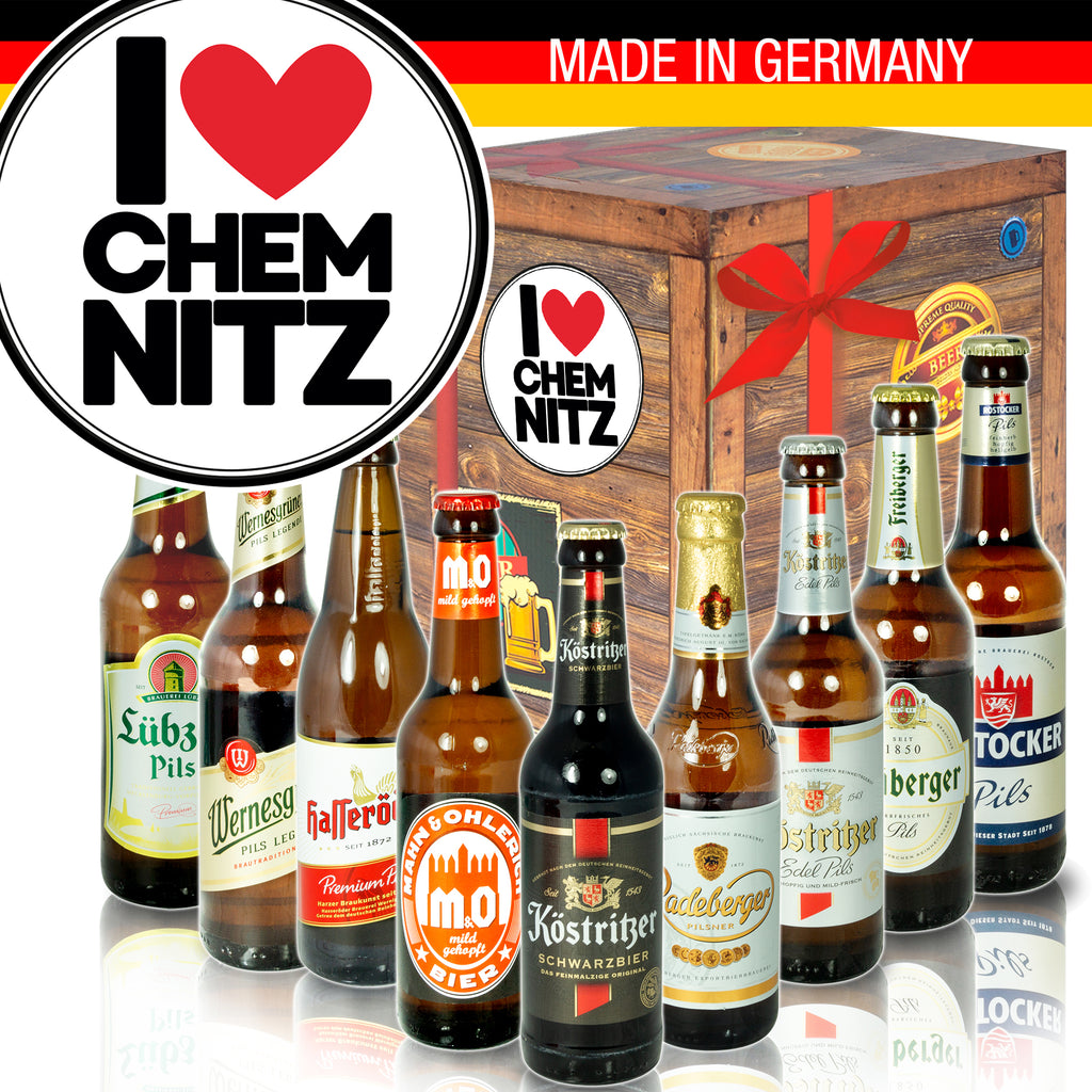 I love Chemnitz | 9 Biersorten Biere Ostdeutsch | Geschenk Set